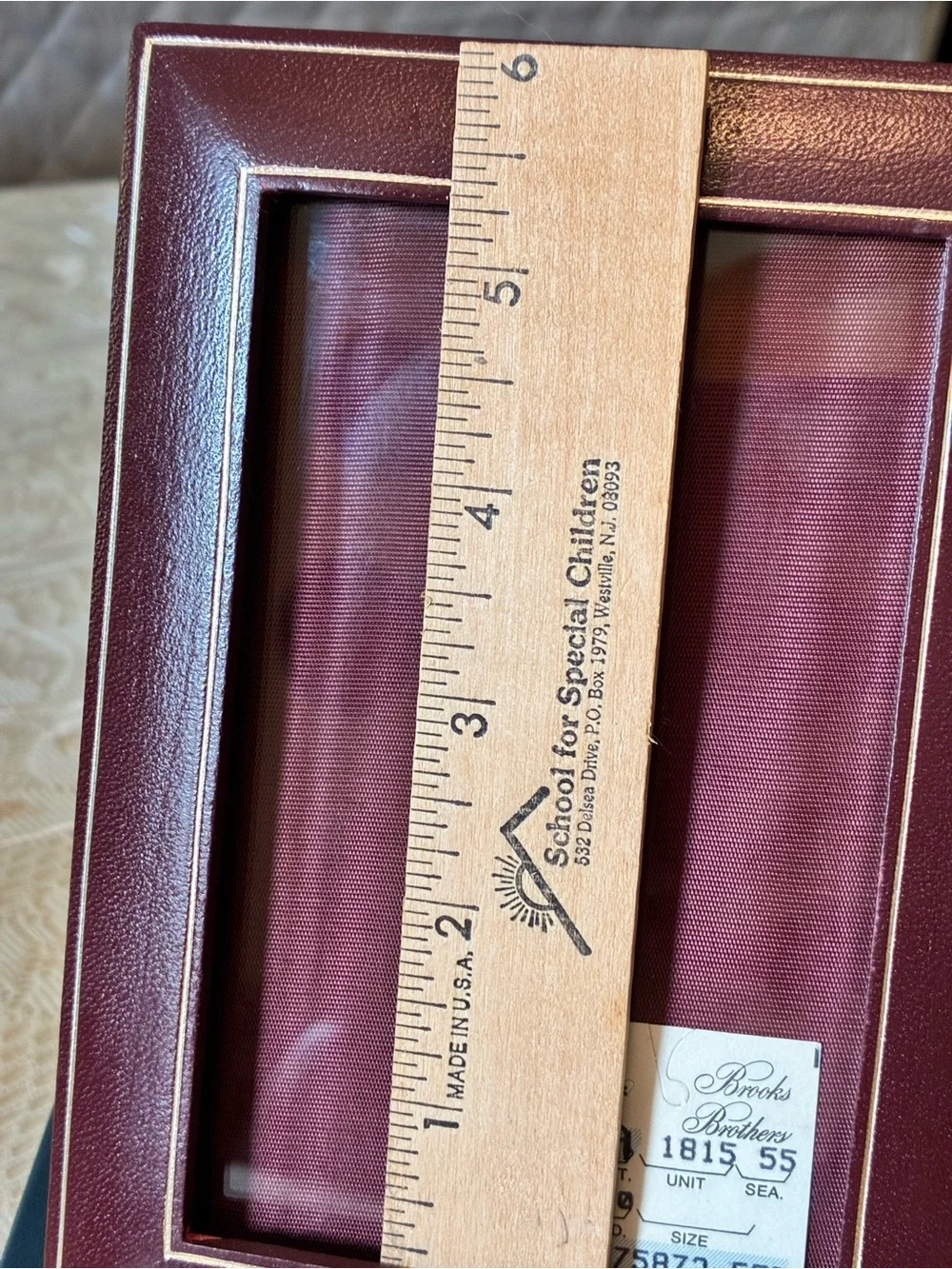 Vintage Brooks Brothers Small Burgundy Leather Frame with Gold Trim/ Italy